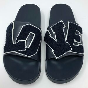 Tory Burch Letterman Love Navy and White Leather Sandals Size 11